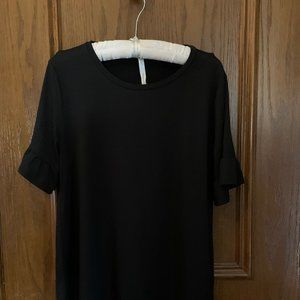 Black Tee with Ruffled Sleeve